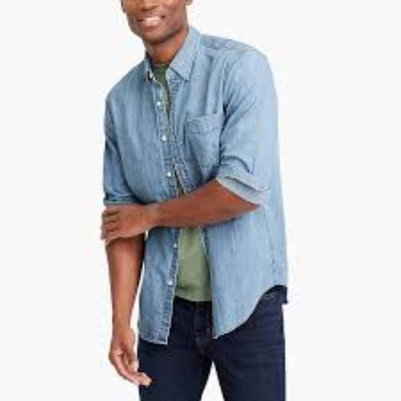 J. Crew Mercantile Classic Chambray Button Down L - Picture 3 of 8